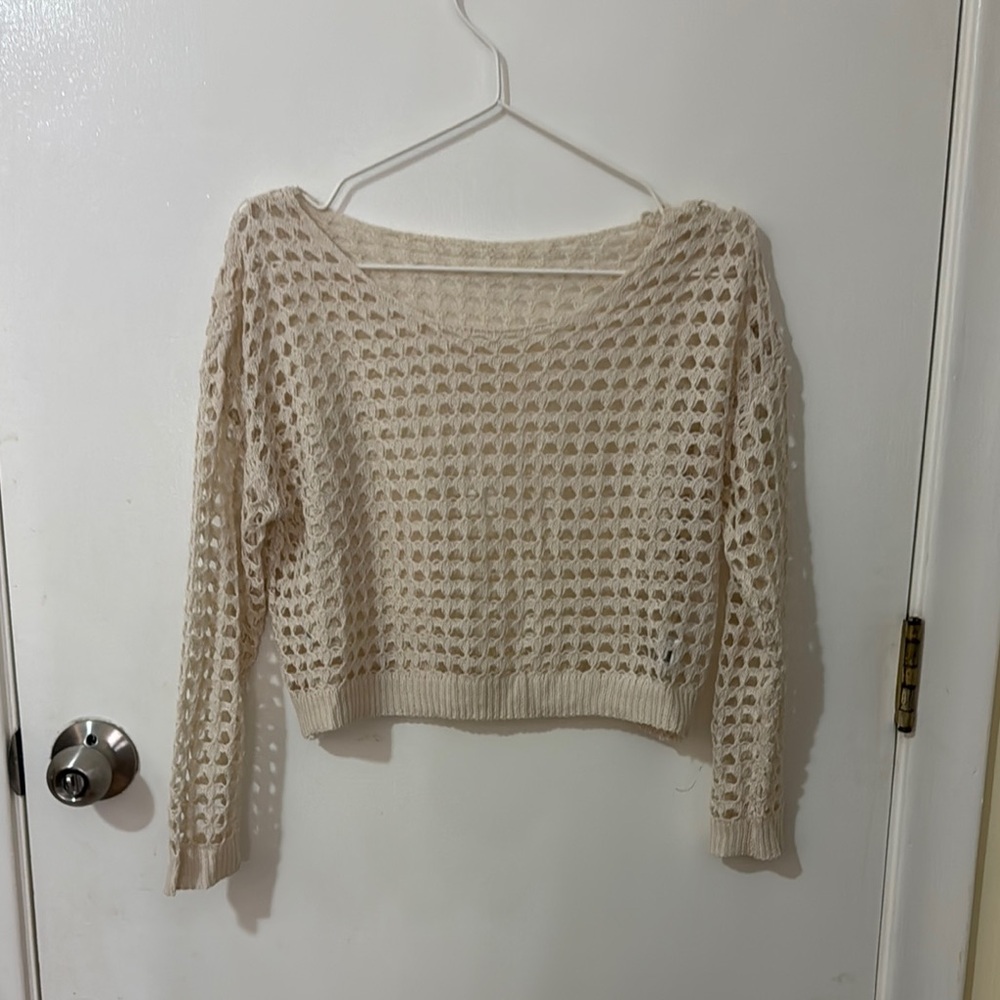 Cream Open-Knit Women's Sweater